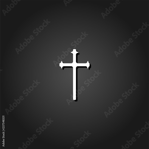 Religion cross icon flat