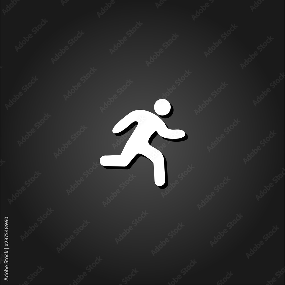 Run icon flat. Simple White pictogram on black background with shadow. Vector illustration symbol Run icon flat. Simple White pictogram on black background with shadow. Vector illustration symbol
