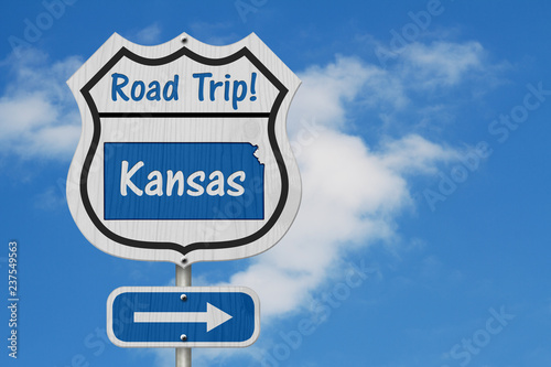 Kansas Road Trip Highway Sign