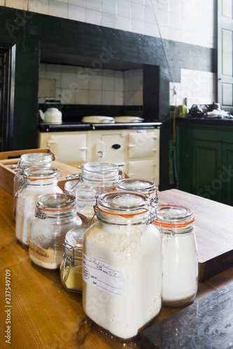 Old kitchen with jars