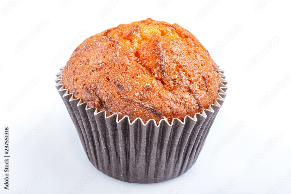 one carrot muffin isolated on white background one carrot muffin isolated on white background