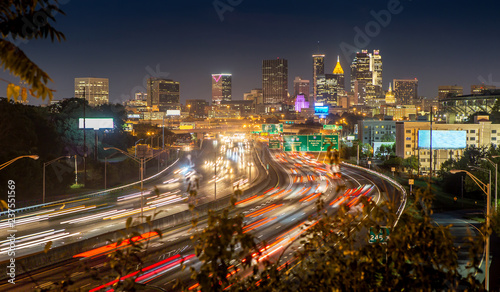 Downtown Atlanta Skyline from Pryor Road at Night photo