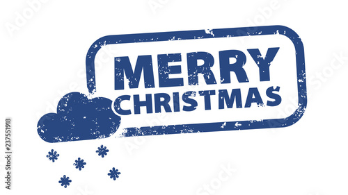 Stempel - Merry Christmas - blaue Wolke Schnee