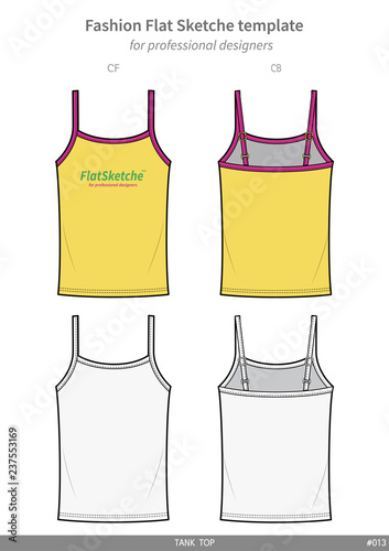 TANK TOP Sleeveless fashion flat technical drawing template