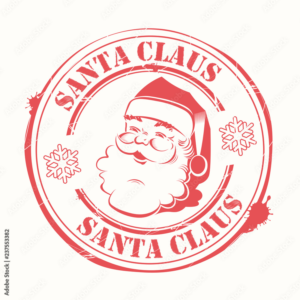 Christmas print with Santa Claus look with text and snowflakes. Christmas print with Santa Claus look with text and snowflakes.