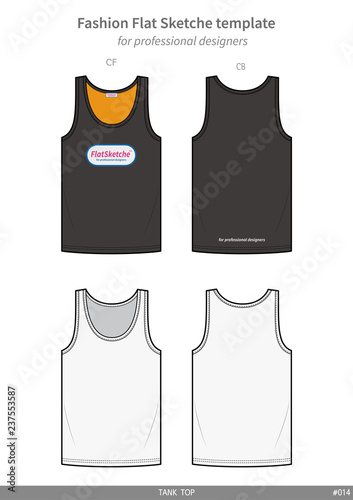 TANK TOP Sleeveless fashion flat technical drawing template