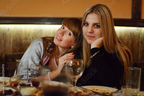 girls   in a restaurant