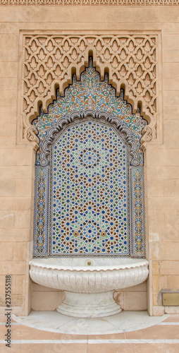 Tiled fountain in the city of Rabat  near the Hassan tower  Morocco