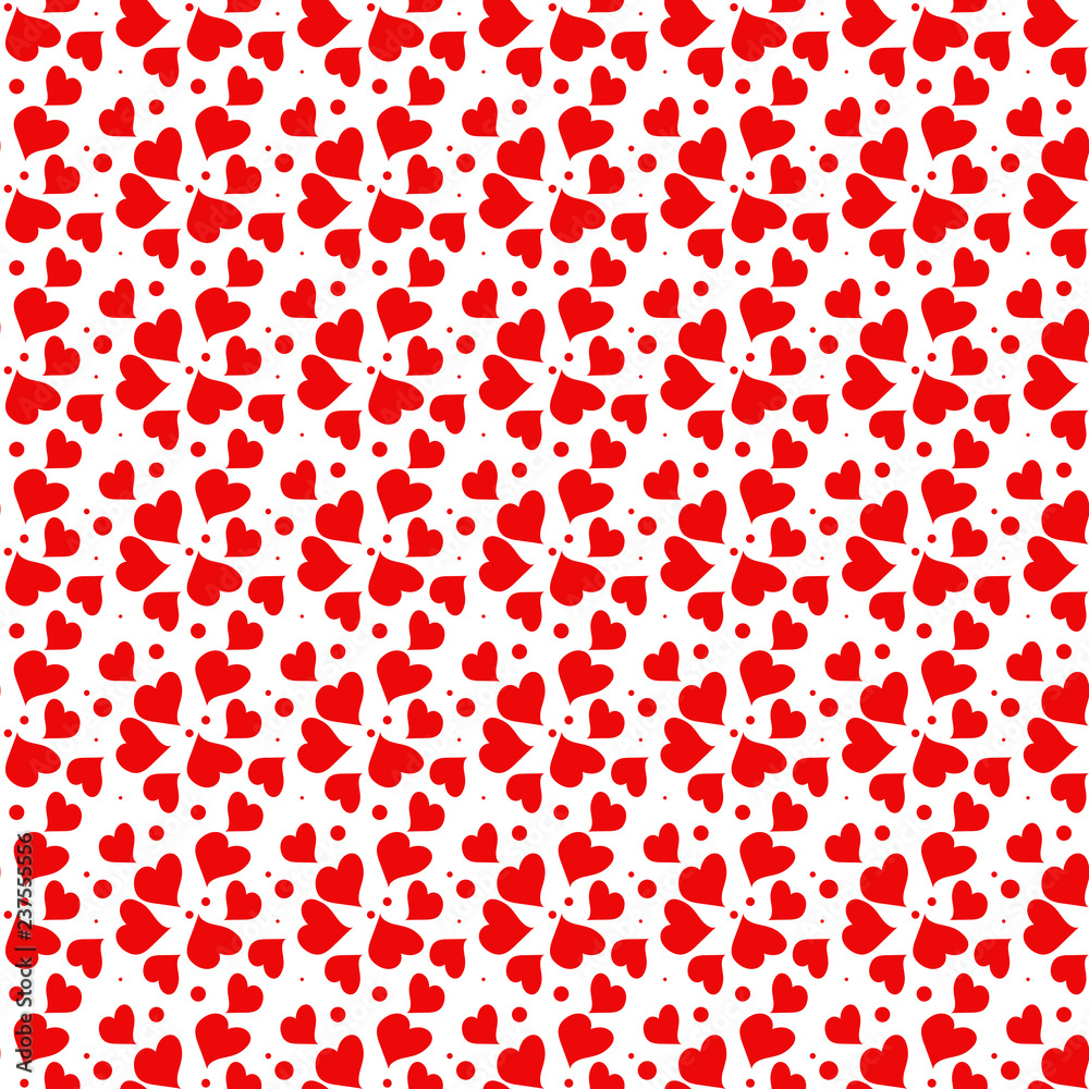 Pattern con cuori rossi di varie dimensioni isolati su sfondo bianco Pattern con cuori rossi di varie dimensioni isolati su sfondo bianco