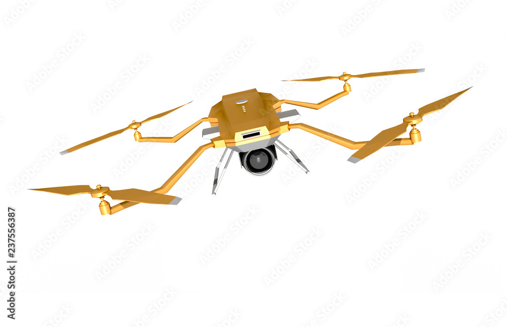 3d Drone mit Kamera, freigestellt