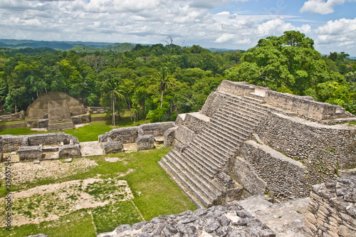 Caana pyramid at Caracol archeological site of Mayan civilization in Belize photo