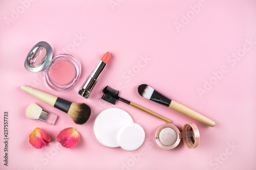Set of decorative cosmetics for make up.
