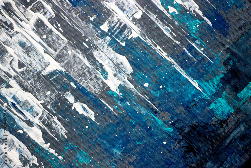Fototapeta blue abstract acrylic painting on canvas	