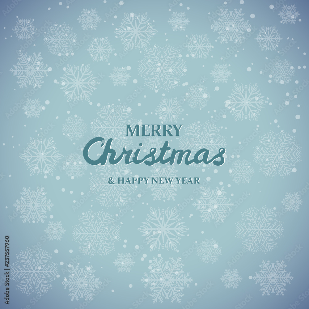 White snowflakes on blue background. Merry Christmas Greetings card White snowflakes on blue background. Merry Christmas Greetings card