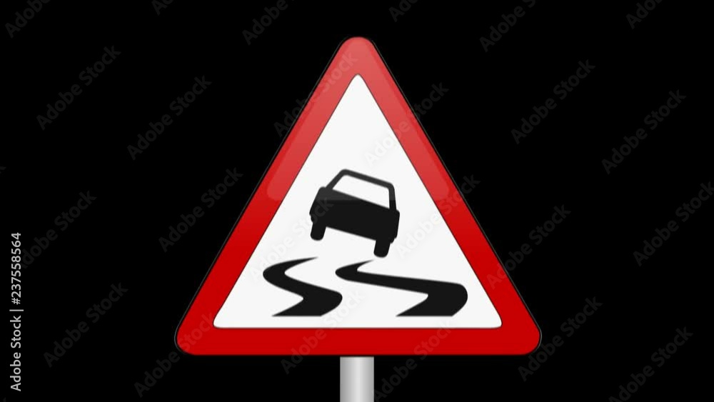 Slippery Road Sign Up And Down Alpha Channel Slippery Road Sign Up And Down Alpha Channel