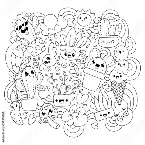 coloring book.Funny cacti