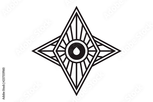 Mystical geometry symbol. Linear alchemy, occult, philosophical sign. For music album cover, poster, flyer, sacramental logo design. Astrology, imagination, creativity, superstition, religion concept.