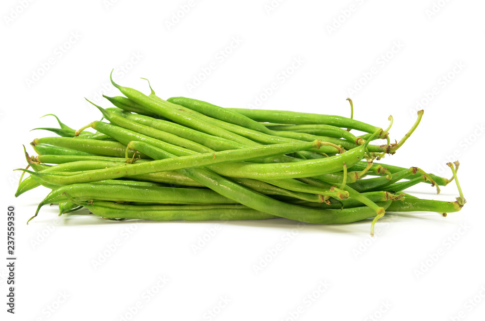 Pile of raw green baby fine beans Pile of raw green baby fine beans