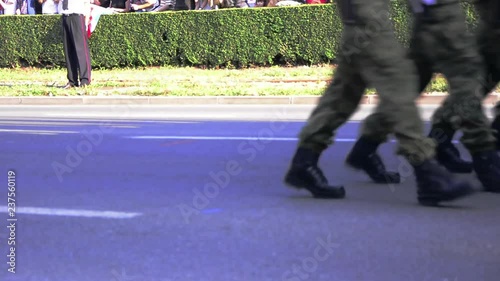 Soliders walking on the street