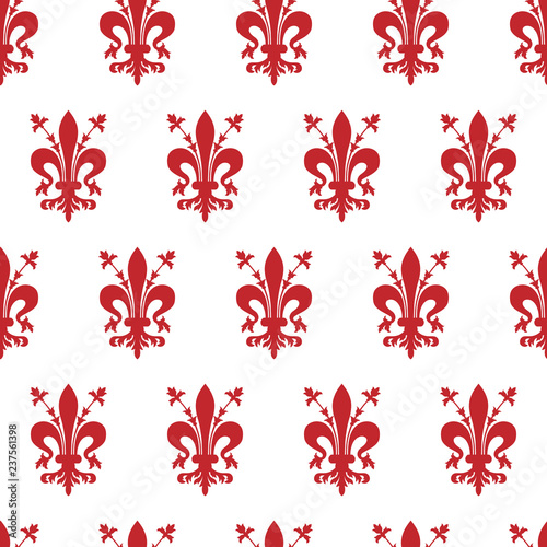 Red and white seamless pattern with the Florence emblem