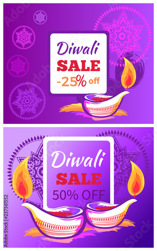 Diwali Sale -50 off Sign Vector Illustration