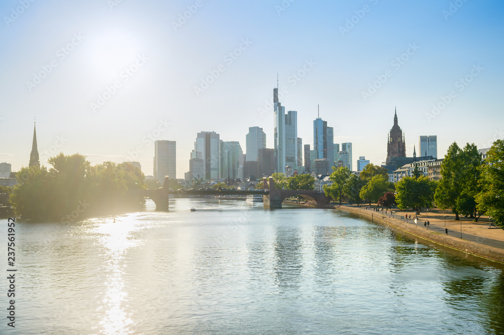 Frankfurt city skyline in sunshine Frankfurt city skyline in sunshine