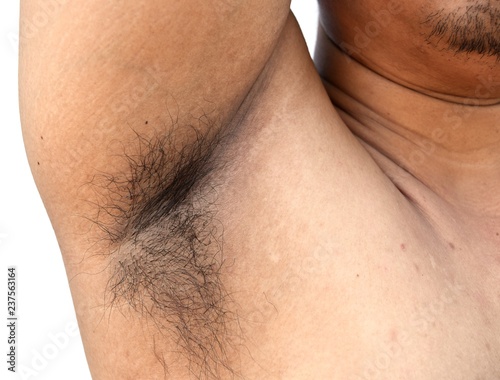 dirty armpit and hair of man