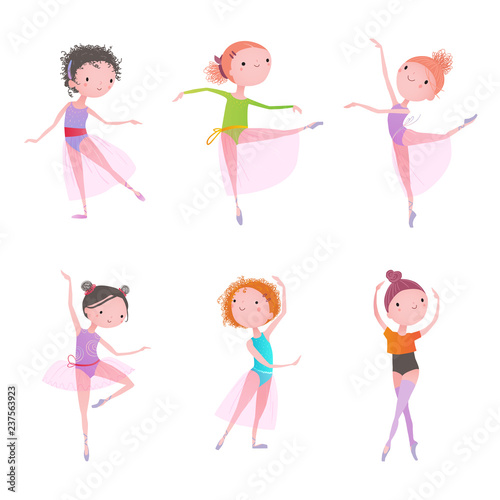 Set of ballet dancers. Vector illustration.