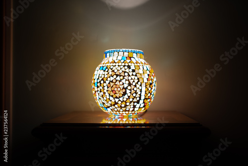 Colorful lamp on table