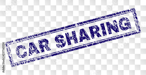 CAR SHARING stamp seal watermark with rubber print style and double framed rectangle shape. Stamp is placed on a transparent background.