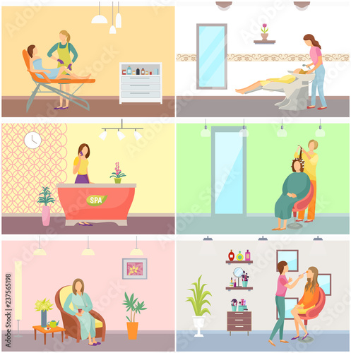 Spa Salon Depilation and Receptionist Set Vector