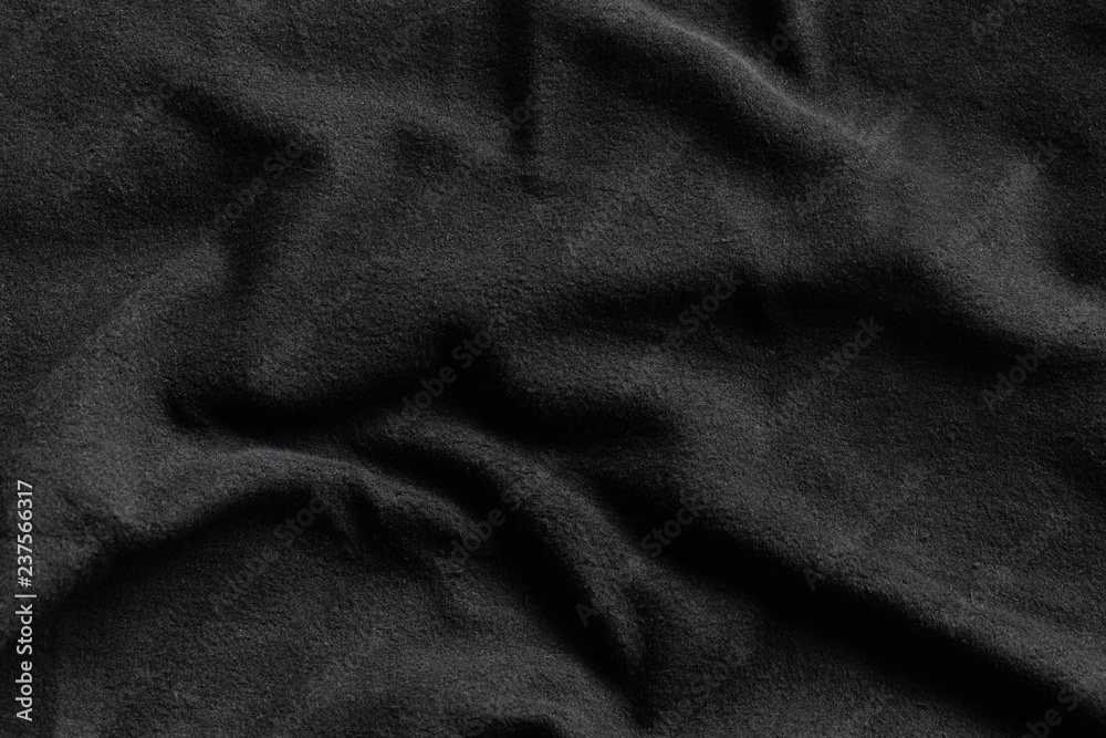 Black fleece texture, soft napped fabric