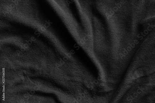 Black fleece, texture of soft insulating fabric