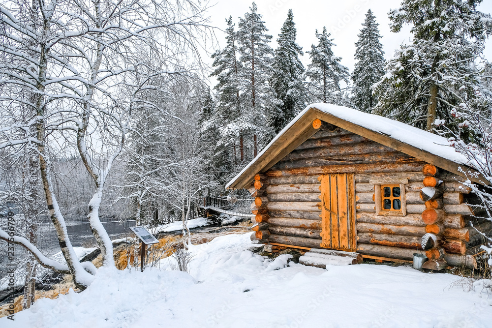 Ancient wooden hut in Karelia, Russia