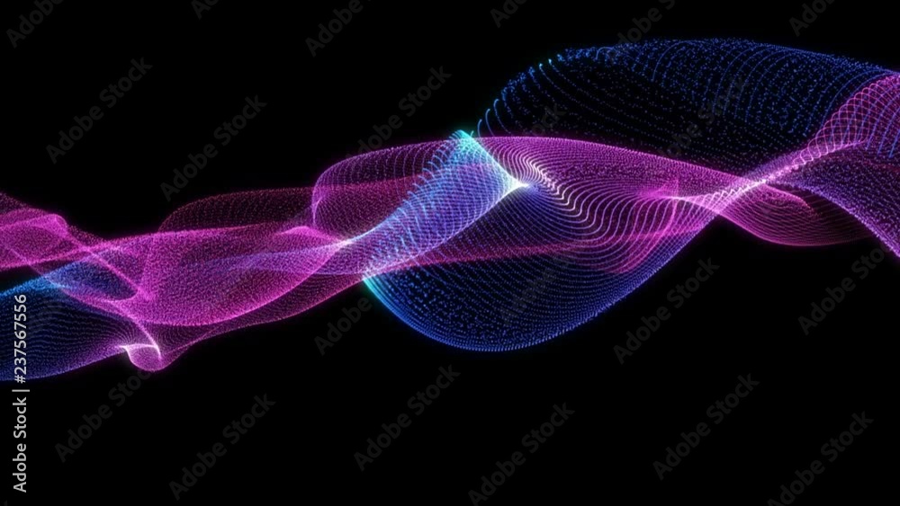 4K 60 fps. Abstract loopable blue and violet wavy motion background. Concept of futuristic animation.