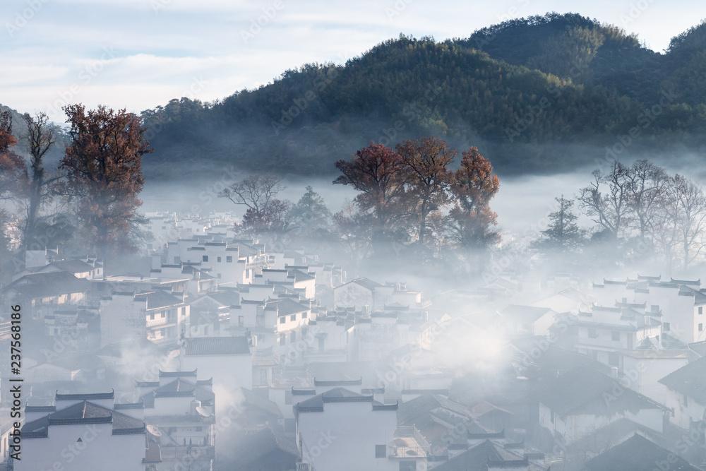 Fototapeta beautiful countryside in wuyuan county