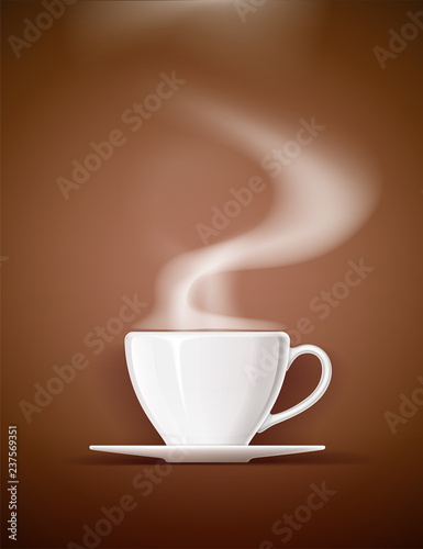Ceramic cup for tea, coffee and drink. White mug beverage