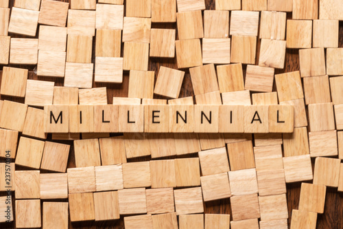 Millennial spelled out on wooden letters
