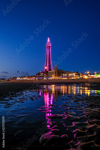 Blackpool Illuminations vied from the beach