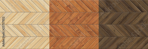 Set of high resolution seamless textures of wooden parquet. Chevron patterns