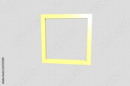 3D illustration of Square, yellow color with transparent background.