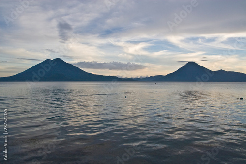 Volcanoes overlooking Lake Atitlan in Guatemala