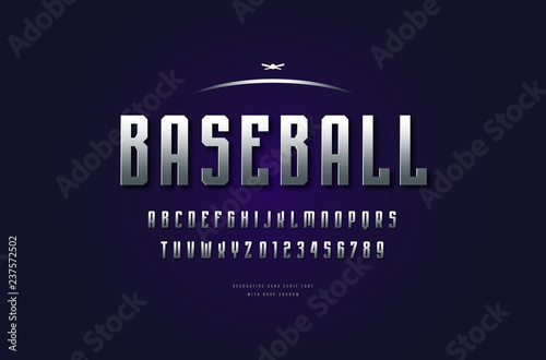 Silver colored and metal chrome narrow sans serif font
