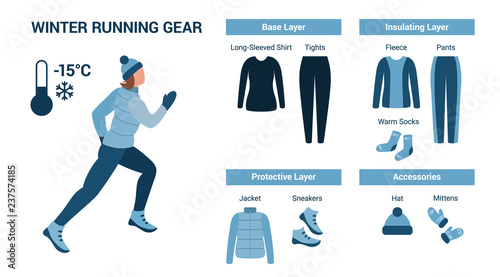 Woman runs in the winter