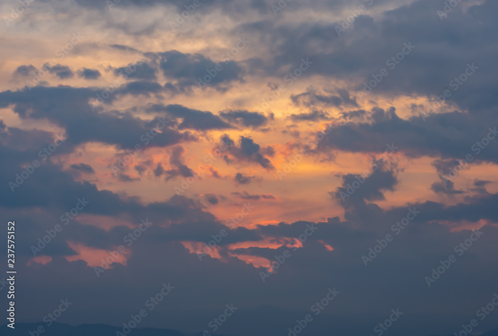 Sunrise the morning light through the clouds. Sunrise the morning light through the clouds.