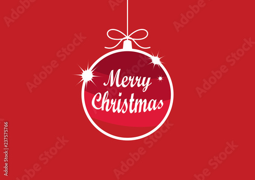 Merry Christmas red shining ornaments vector. Holiday background with hanging Christmas ball. Red festive ornament. Elegant red christmas background. Minimalist red Christmas card vector