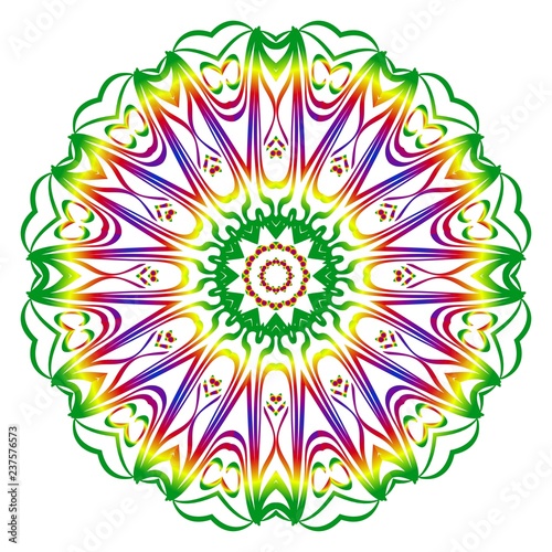 Sacred oriental mandala. color floral ornament. Abstract shapes in Asian style. Vector Illustration