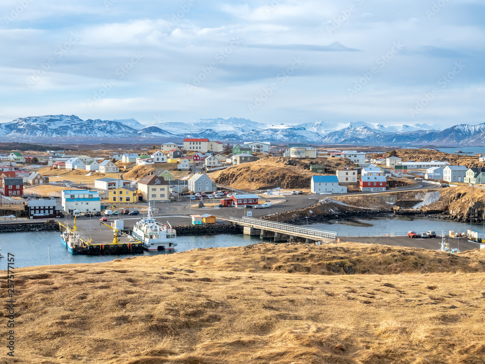 Stykkisholmur harbor with ships, Iceland