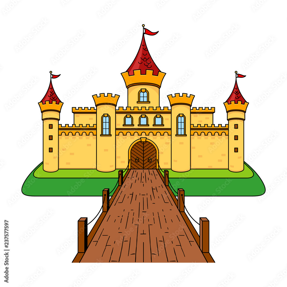 Castle Cartoon Drawing Illustration Stock Vector | Adobe Stock