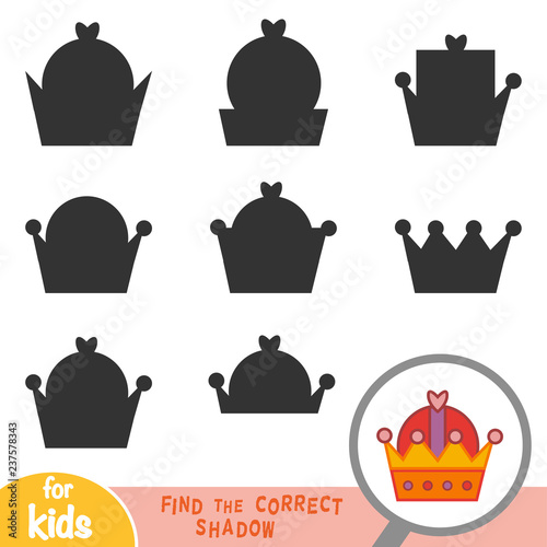 Find the correct shadow, game for children, Crown